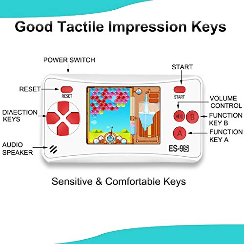 AOKLEE Portable Handheld Game for Kids Adults Preloaded 168 Classic Retro Handheld Games 2.5" Display for Seniors (White) - Thumbnail 5