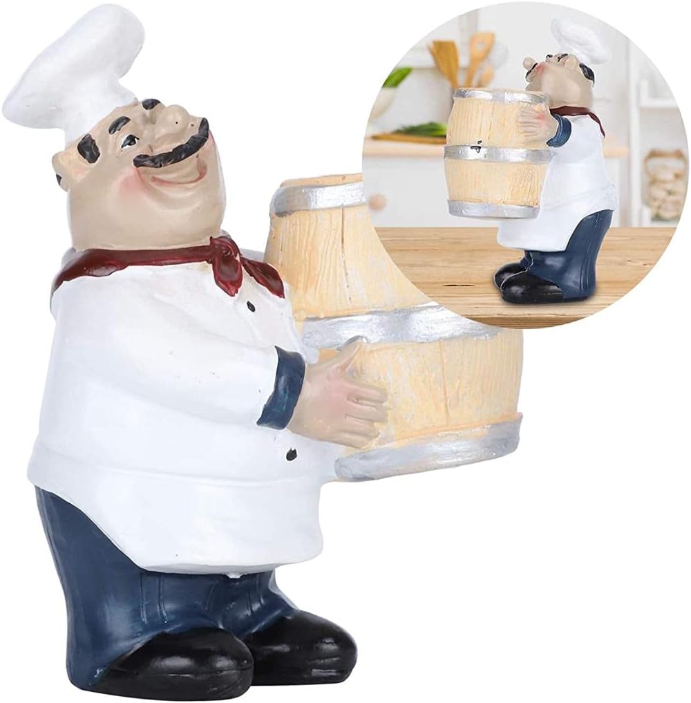 Diydeg Resin Chef Statue, Lifelike Tabletop Decoration Chef Statue Decoration, Restaurant Decoration Cute Nordic Figurine Kitchen Home Bistro for Counter