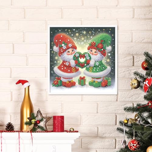 Image of Diamond Art Painting Kits for Adults, 5D Special Shape Diamond Art Kits for Beginners, Crystal Rhinestones Diamond Painting for Home Wall Christmas Decoration Gift 11.8x11.8 inch, Christmas Gnome