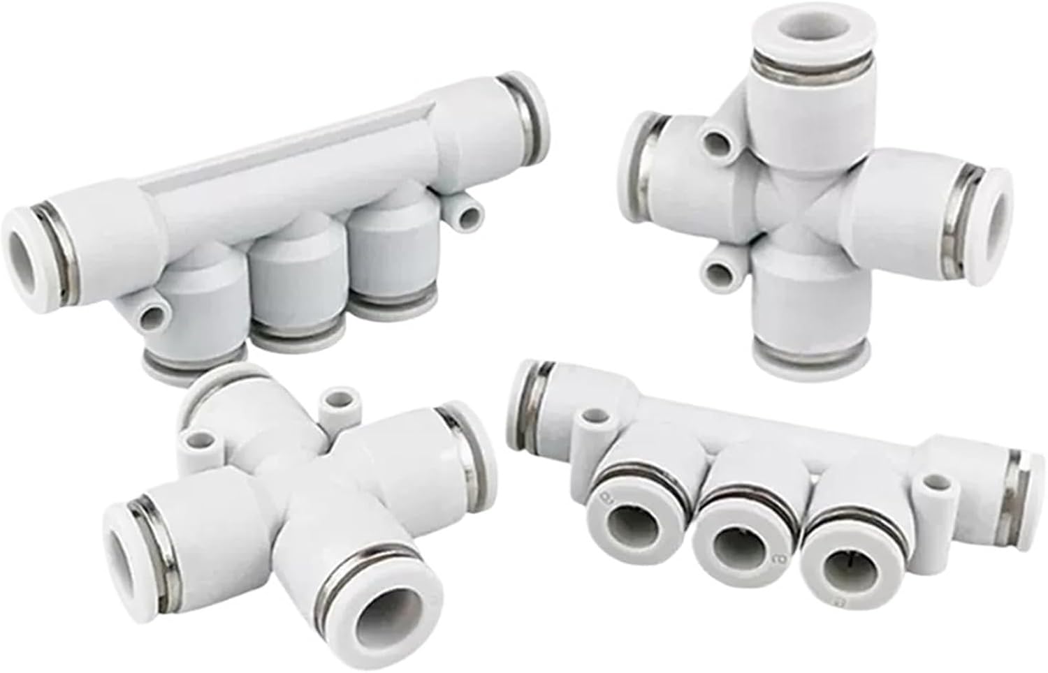 1pcs PK PZA White Pneumatic Quick Connector Four-Way Five Way Quick Connector Air Pipe PU Hose Plastic Connector 4 6mm 8mm 10mm 12mm(PK-4)