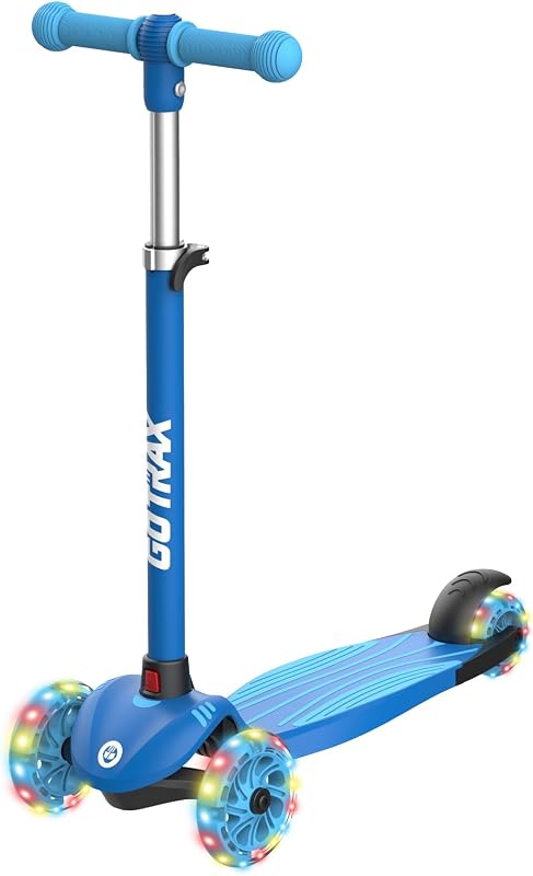 Gotrax KS1 Patinete para niños, 3 ruedas para niños y niñas de 2 a 8 años, regalos | Ruedas con iluminación LED, 3 manillares ajustables, fácil montaje, liviana, plataforma ancha antideslizante, inclinación para dirigir, carga máxima 110 lbs