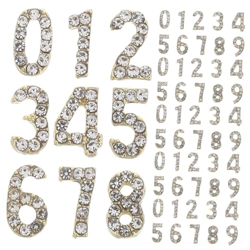 HONITANO 100個ラインストーン数字チャーム 美甲?品 ネイルアート装飾 フラットバック輝くジェムズ 簡単適用 ホーム サロン用ネイルデコレー