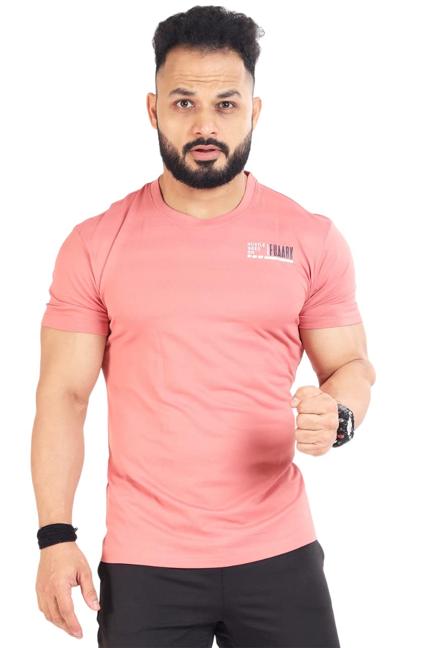 Men Round Neck Slim Fit Gym Sports T-Shirt-image-12