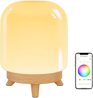 Linkind Smart Table Lamp, Glass Dimmable Bedside Lamp, WiFi RGBW Desk Lamp Compatible with Alexa & Google Home, LED Nightstand Color Changing Table Lamp for Bedroom, Living Room