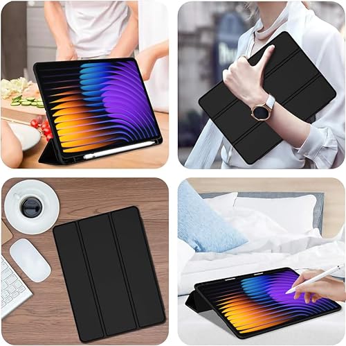 Image of TGK Trifold Cover for Xiaomi Mi Pad 7 11.2 inch Case /Pad 7 Pro with Pencil Holder (Black)