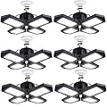 6Pack LED Garage Lights,100W Deformable Led Garage Lighting 10000LM E26 Daylight 6000K LED Garage Ceiling Lighting Super Bright Adjustable Garage Lights for Garage,Warehouse