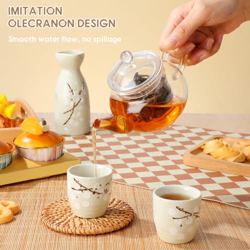 Amosfun Szklany dzbanek do herbaty z sitkiem, 250 ml, odporny na wysokie temperatury, szklany dzbanek na herbatę sypką i herbatę kwiatową, przezroczysty, łatwy do czyszczenia, do domu i biura