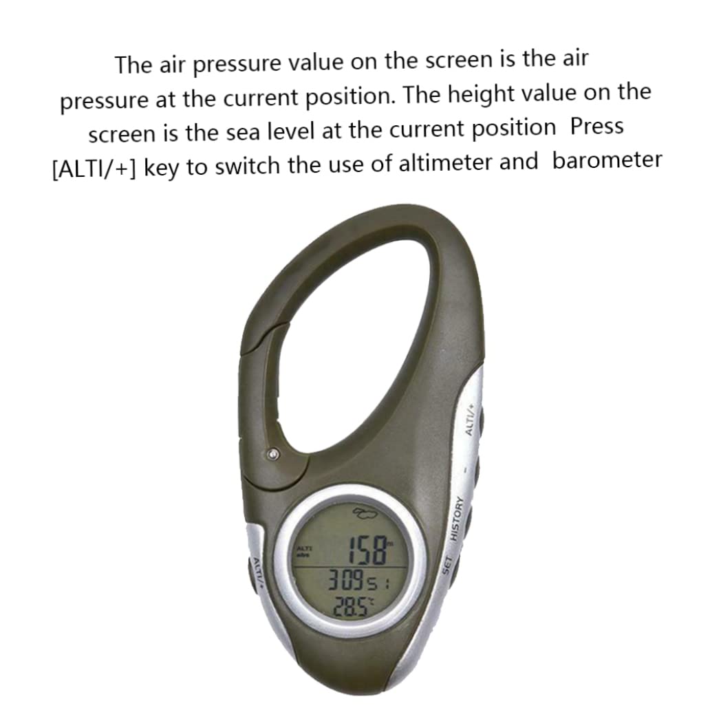 équipement Randonnée LCD Altimètre Barométrique 8 En 1 - Thermomètre Boussole Météo Portable LCD Baromètre Multifonction Portable