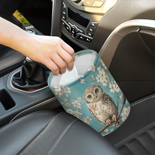 Image of Owl Floral Car Trash Can Garbage Bin Universal Hanging Cars Garbage Can Cars Interior Accessories Fit Most Vehicle SUV Truck