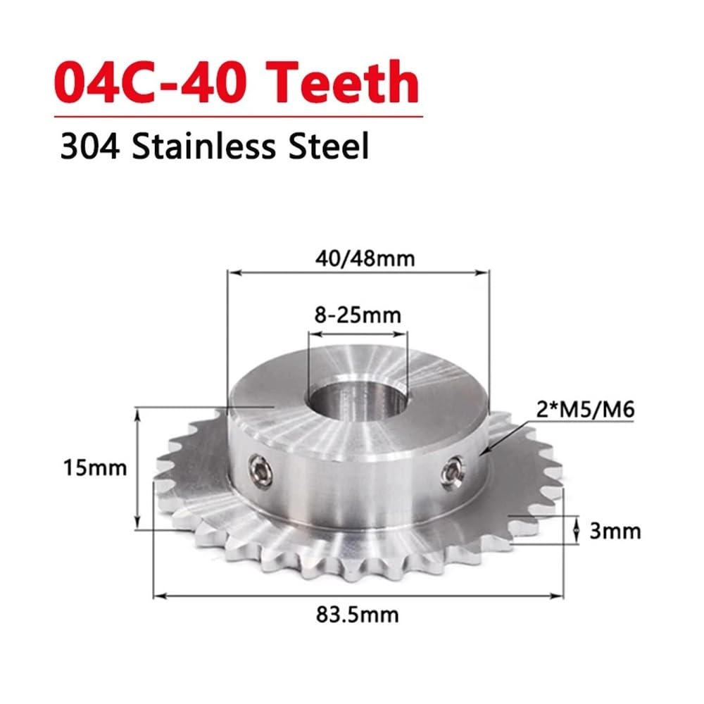 Set di Ingranaggi pignone, Denti dell'ingranaggio 1 pz. 40 Denti 04C 304 Acciaio Inossidabile Ruota dentata Industriale Catena ingranaggio 40T(16mm(Keyway 5x2.3mm))