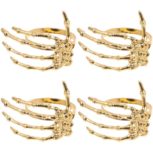 Hemoton 4pcs Ghost Hand Napkin Buckle Black Decor Halloween Decoration Hand Decor Napkin Rings Metal Napkin Holder Napkin Decoration Ring Ornaments Dinner Party Dining Table Alloy