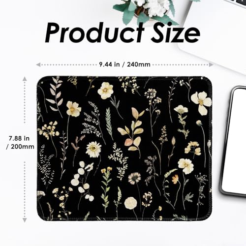 Image of FROGIGO Mouse Pad with Stitched Edges - Dark Floral Mousepad Set for Women, 9.25 x 7.75 inch Washable Desk Pad, Non-Slip Rubber Base, Office Home Laptop Accessories - Midnight Botanical-2 Pack
