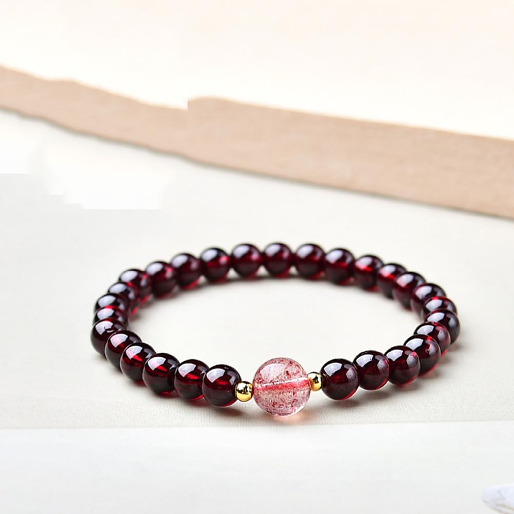 Pulsera de Cristales de Granate de rodolita Real Natural, Cristal para Mujer, Cuentas de 4/0.236 in, Piedra Natural semipreciosa, joyería elástica, Chakras, Piedras Preciosas,4mm