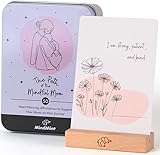 MindMint New Mom Affirmation Cards - 50 Postpartum Affirmation Cards for Women - Pregnancy & Self-Care Gifts for New Mom After Birth in Tin Box with Wooden Stand