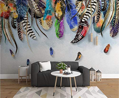 Papier peint mural plume colorée moderne grand format de qualité premium - 2
