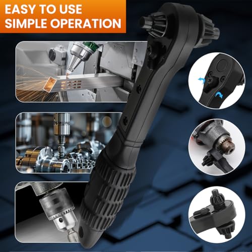 Image of Serplex Drill Chuck Ratchet Spanner with 3 Sizes Drill Chuck Keys