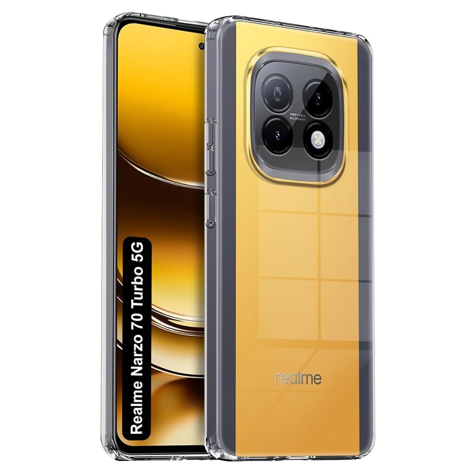 Image of COVERBLACK Flexible Rubber Case Back Cover Compatible for Realme RMX5003 / 70 Turbo 5G - Transparent