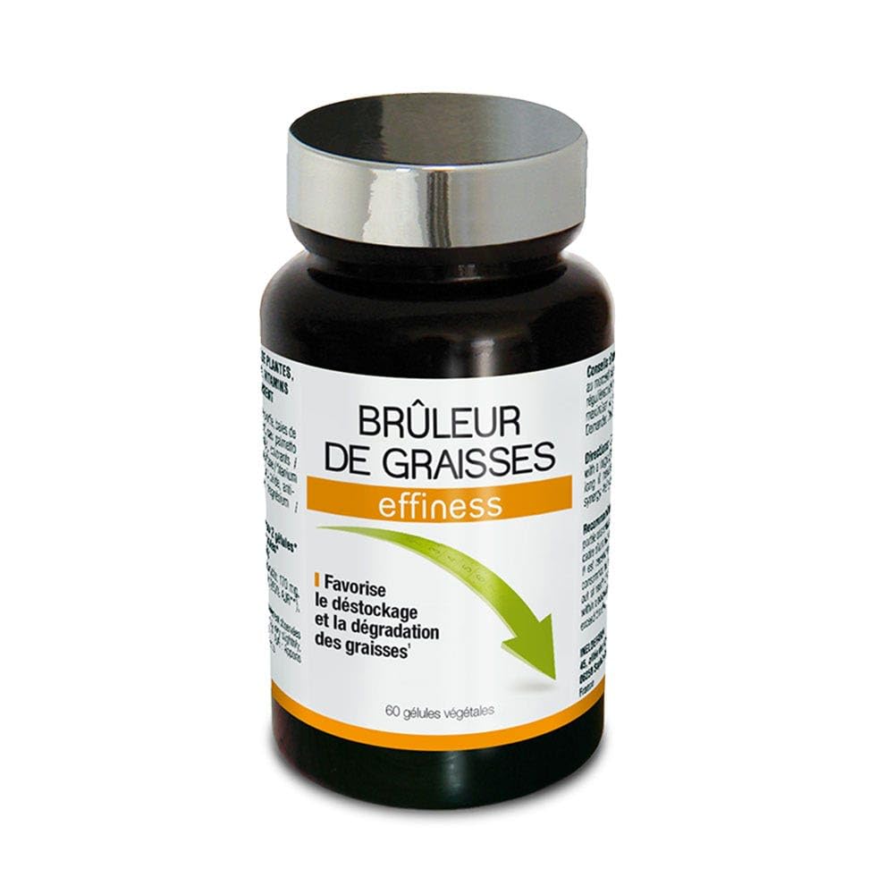 NUTRIEXPERT Bruleur de Graisses Effiness, Destocke Et Dégrade Les Graisses, Aide Minceur Et Perte De Poids, Formule Renforcée, Guarana Maté Thé Vert Chrome Choline, 60 Gélules Végétales