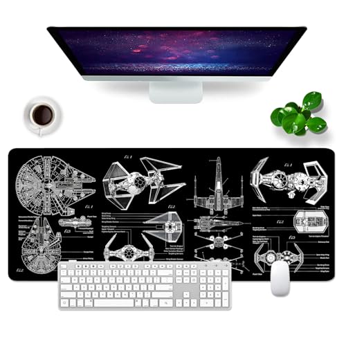 Tapis de souris de gaming noir grand tapis de souris 80x30cm XL, tapis de bureau pour clavier PC de gaming (Tapis de souris -6)