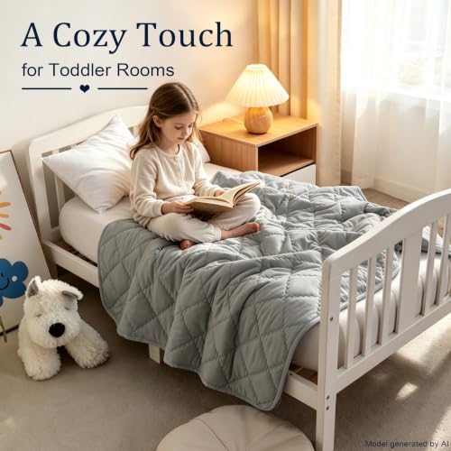 Image of BEDSUM Toddler Quilt 43x60, Microfiber Kids Quilt Toddler Bed, Smoke Grey | Lightweight Soft Comfort for Toddler Beds, Daycare, Preschool Naps, Boys Girls, Machine Washable All Season Toddler Comforter