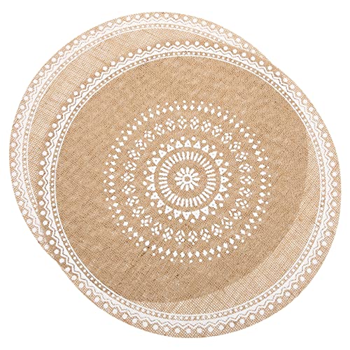 HEMOTON 2 Piezas Mantel De Algodón y Lino Esteras De Plantas Manteles Individuales De Ratán Montaña Rusa Posavasos para Bebidas Manteles Redondos Sabana De Algodon Posavasos De Té Yute
