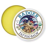 Badger Tattoo Balm, Organic Tattoo Aftercare, Soothing Moisturizing Protecting Healing Tattoo Cream, Light Herbal Sweet Scent, Long Lasting Rich Tattoo Butter, 2 oz Tin