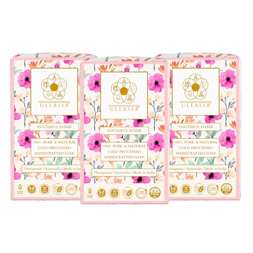 Image of Aromatherapy Anti-Aging & Skin Brightening Soap | Geranium, Manjistha & Liquorice | Paraben & SLS Free Luxury Ayurvedic Natural Bar, Grade 1 BIS | Face & Body (Pack of 3)