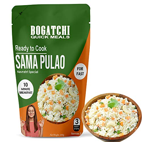 Image of BOGATCHI Quick Meals - Ready to Cook Authentic SAMA PULAO (Navratry Special) - 200 g, Ready to Eat Meal, Vrat Food, 100% Natural Ingredients, No Preservatives, No Artificial Flavours & Colours