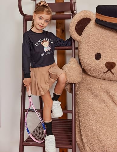Image of Arshiner Girls Crop Tops Kids Long Sleeve Pullover Sweatshirts Girls Cropped Crewneck Sweatshirt for Teen Girl