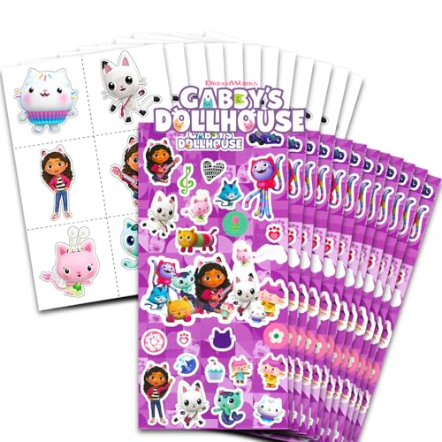 Gabbys Dollhouse Stickers and Tattoos Party Favors Set for Kids Bundle