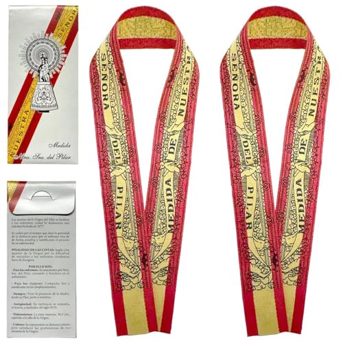 RA RETAIL AMZ Cinta Virgen del Pilar Original – Medida Virgen del Pilar Tradicional de Protección – Pulsera Virgen del Pilar Ajustable – Incluye Regalo de Pulsera Bandera España – Hecha en España