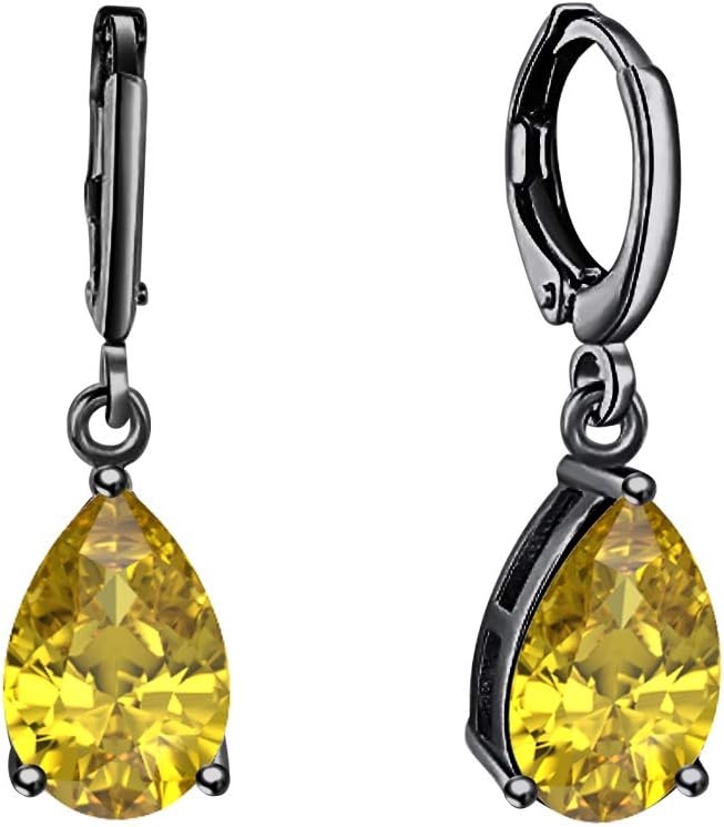 Wonderful 6x8mm Pear Cut Yellow Sapphire Over .925 Sterling Silver Fancy Party Wear Dangle Clip-On Earrings For Women