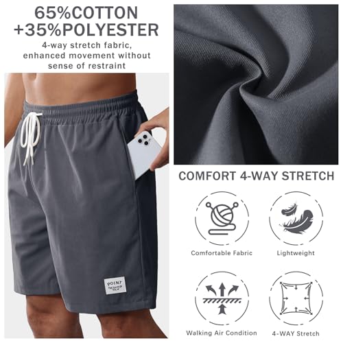 Image of Mens Corduroy Shorts Cotton Blend Lightweight Soft Summer Shorts Elastic Waist Beach Casual Short for Men with Pockets