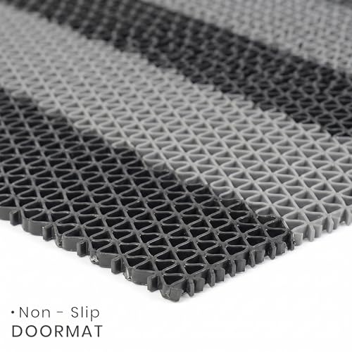 Image of TIB Anti Skid Waterproof PVC Rubber Mat for Bathroom, Floor, Swimming Pool, Shower, Entrance & Rainy Areas | Multipurpose Dual Colour Floor Mat,2x7 Feet,Black & Grey
