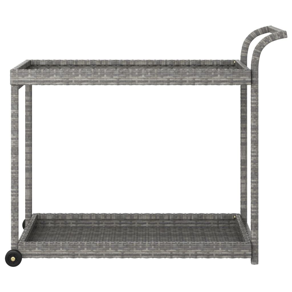 vidaXL Carrito de Bar Carro Servicio Cocina Jardín Patio Terraza Balcón Rodante Almacenamiento Comida Bebida Ratán Sintético Gris 100x45x83 cm