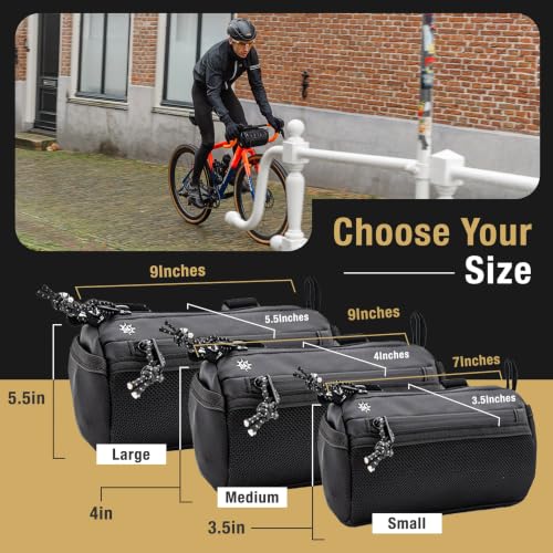 Lumiere & Co. Fahrrad-Lenkertasche mit 2 Riemen & Handyfach (Schwarz, S) – Ansicht 5