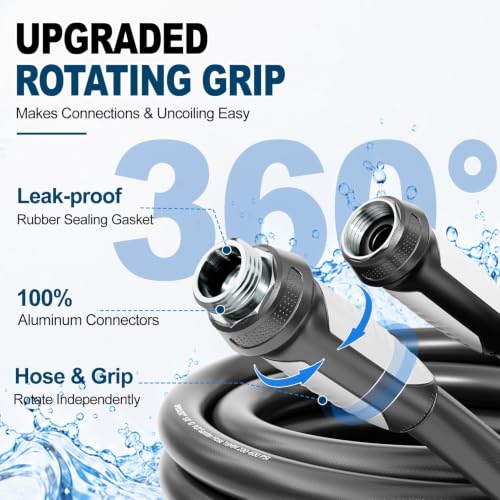 Image of SPECILITE Garden Water Hose 200ft x 5 /8 inch, Ultra-Lightweight & Easy to Store | Flexible PUT Material, 50% Lighter, Non-Kink, 360 Rotating Grip, Burst 600 PSI, Leak Proof, Rubber Hoses for Outdoor Yard