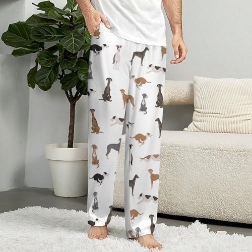 Greyhound Dogs Different Poses Men's And Women's Comfortable Casual Pajama Pants with Drawstring3