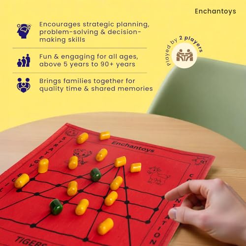 Image of Tigers and Goats Board Game with Raw Silk | Puli Meka, Bagh Chaal, Aadu Puli Aattam | Logical & Strategy Game | Ancient Indian Games | Family Games for Kids