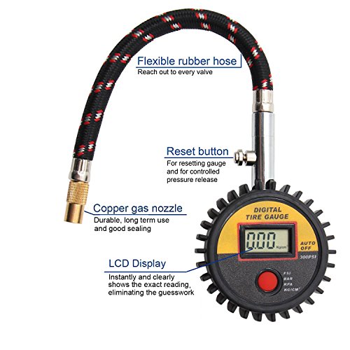 Seantter Digital Tire Pressure Gauge, Reliable And Accurate Air Pressure Gauge With Large Lcd Display And Braided Hose（ There Are Only 12 Products, And No Longer Sold After They Are Sold Out.） #TOP2