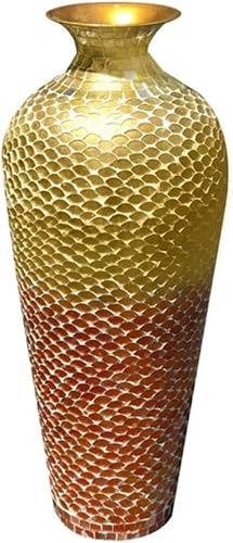 Bella Palacio Collection - Florero decorativo con mosaico, 20 pulgadas de alto x 6 pulgadas Decoración para el hogar Jarrón con patrón geométrico