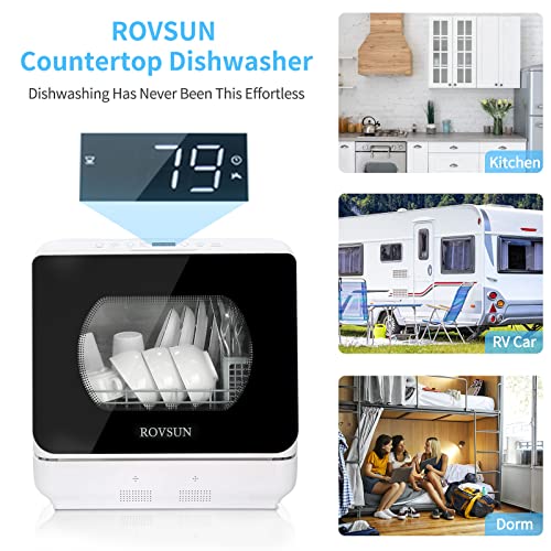 Bonnlo Portable Countertop Dishwasher, Mini Dishwasher With 5 Washing Programs, Built-In Water Tank, 360° Spray Arm, Air-Dry Function & Fruit Cleaning For Apartments, Dorms And Rvs #TOP6