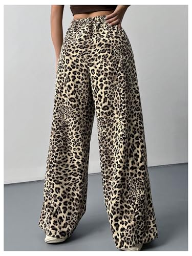 GORGLITTER Girl's Cheetah Leopard Pants Wide Leg Baggy Y2k Sweatpants Streetwear2