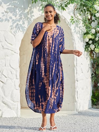Image of Kaftan Dresses for Women Plus Size Bathing Suit Cover up Caftan Maxi Beach Dresses