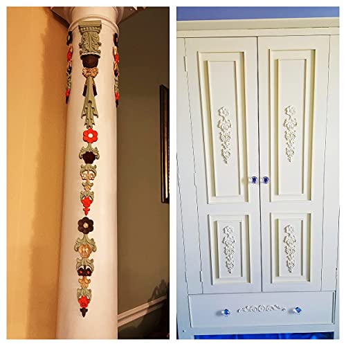 MUXSAM 4pcs 16 * 3cm Holz Skulptur Lang Corner Flourish Applique Blumenmuster Möbel Deko Europäischer Stil