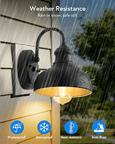 Vianis 2-Pack Outdoor Wall Sconce With Dusk To Dawn Sensor, Modern Exterior Gooseneck Barn Light Fixture, Waterproof Farmhouse Outdoor Lights Garage Lantern, Anti-Rust Exterior Lights For Front Porch #TOP6