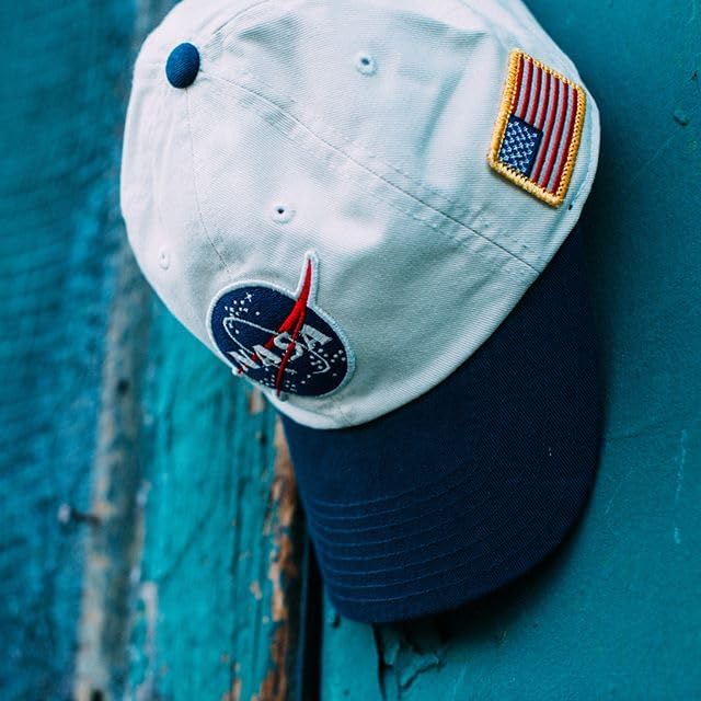 American Needle NASA Officially Licensed United Slouch Baseball Dad Buckle Strap Hat, Ivory/Navy (43570A-NASA) - Image 4
