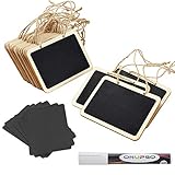 ONUPGO 16 Pack Chalkboard Tags for Baskets with Liquid Chalk Marker, Mini Erasable Chalkboards with Hanging String, Wooden Mini Chalkboard Signs, Hanging Chalkboard Labels, Price Tags, Message Tags
