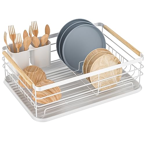 Dreamhigh® Abtropfgestell Geschirr, Geschirrabtropfgestell mit Tropfschalen und Bestecksammler, Abtropfgitter Gestell für Geschirr, für...