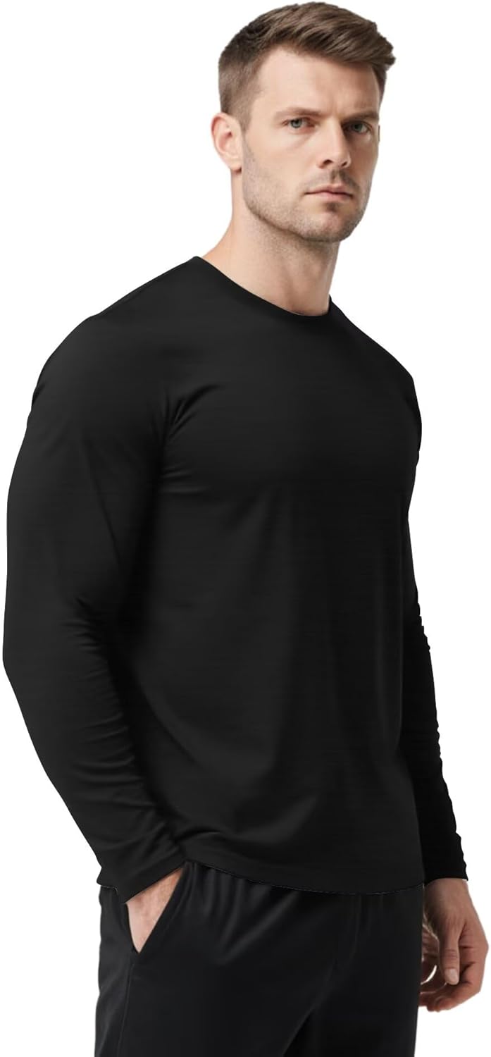 Mens Base Layer Shirt Long Sleeve, Thermal Crewneck T-Shirts Fitted Lightweight Undershirt Triblend - Image 8